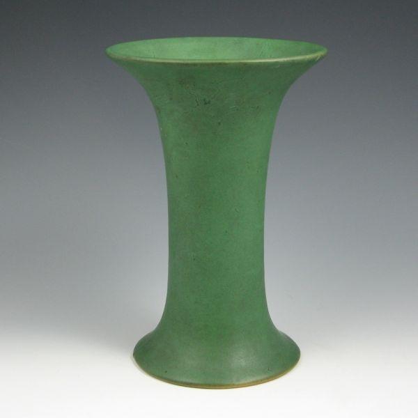 Appraisal: Roseville Matt Green - corset vase Marked S in black