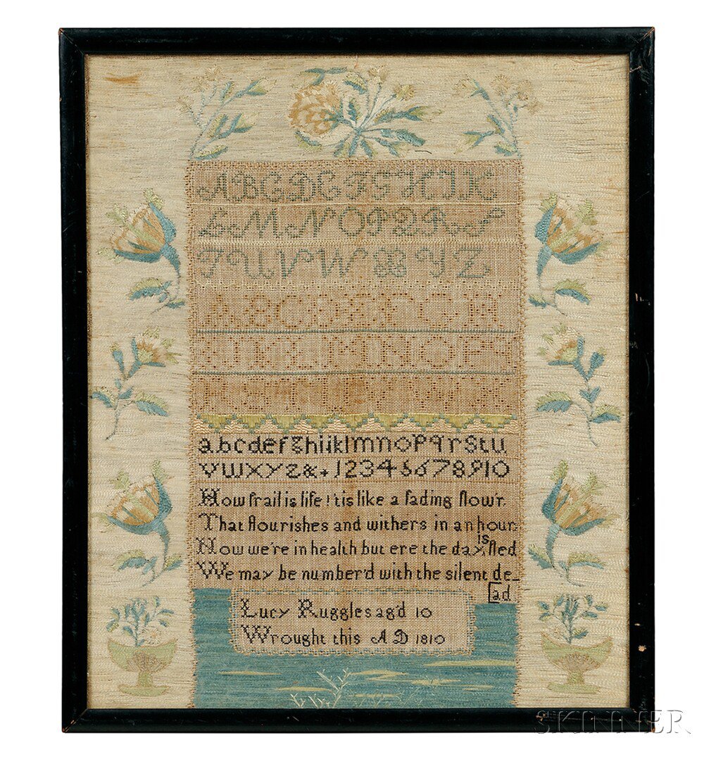 Appraisal: Needlework Sampler Lucy Ruggles possibly Massachusetts the sampler worked in