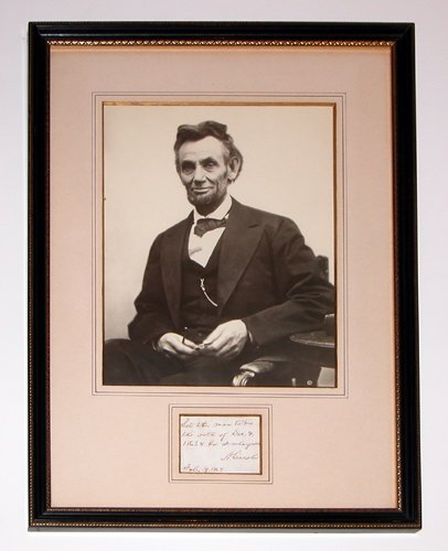 Appraisal: Artist Abraham Lincoln signed note Title Set this man take