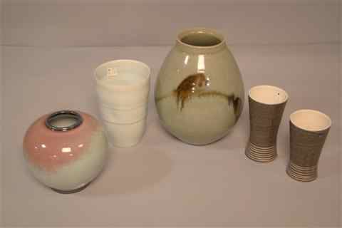 Appraisal: FIVE PIECES CONTEMPORARY CERAMICS including a globular vase with rounded