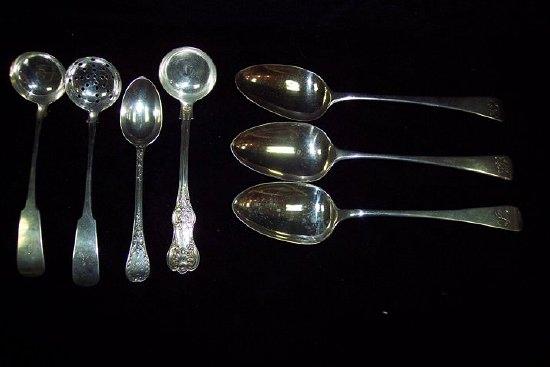 Appraisal: Three th Century table spoons bottom marked various marks two