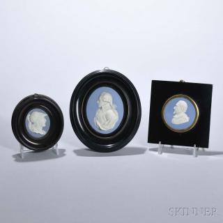 Appraisal: Three Wedgwood Solid Blue Jasper Portrait Medallions th and th