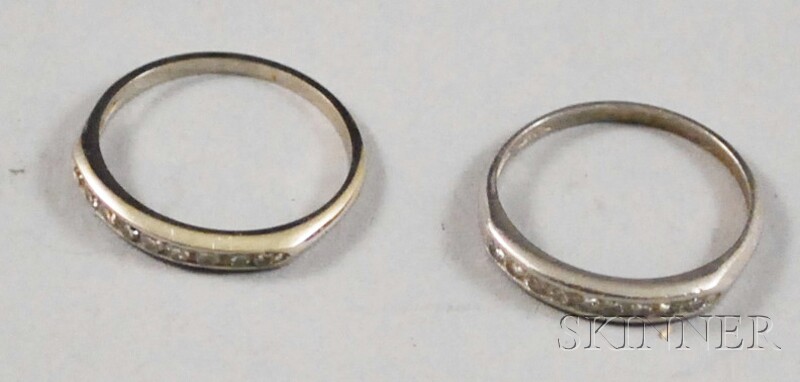 Appraisal: Two Small Diamond Bands one platinum and one kt white