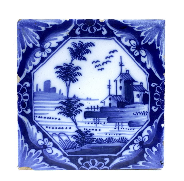 Appraisal: A Delft blue and white tilemid th CenturyLiverpool decorated with