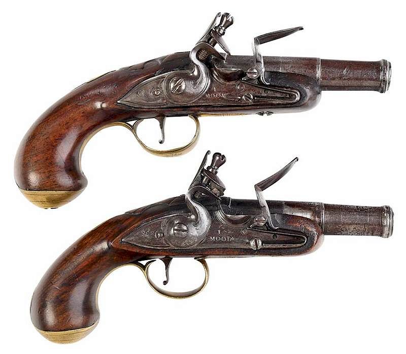 Appraisal: Fine Pair of Flintlock Pistols English early th century stepped