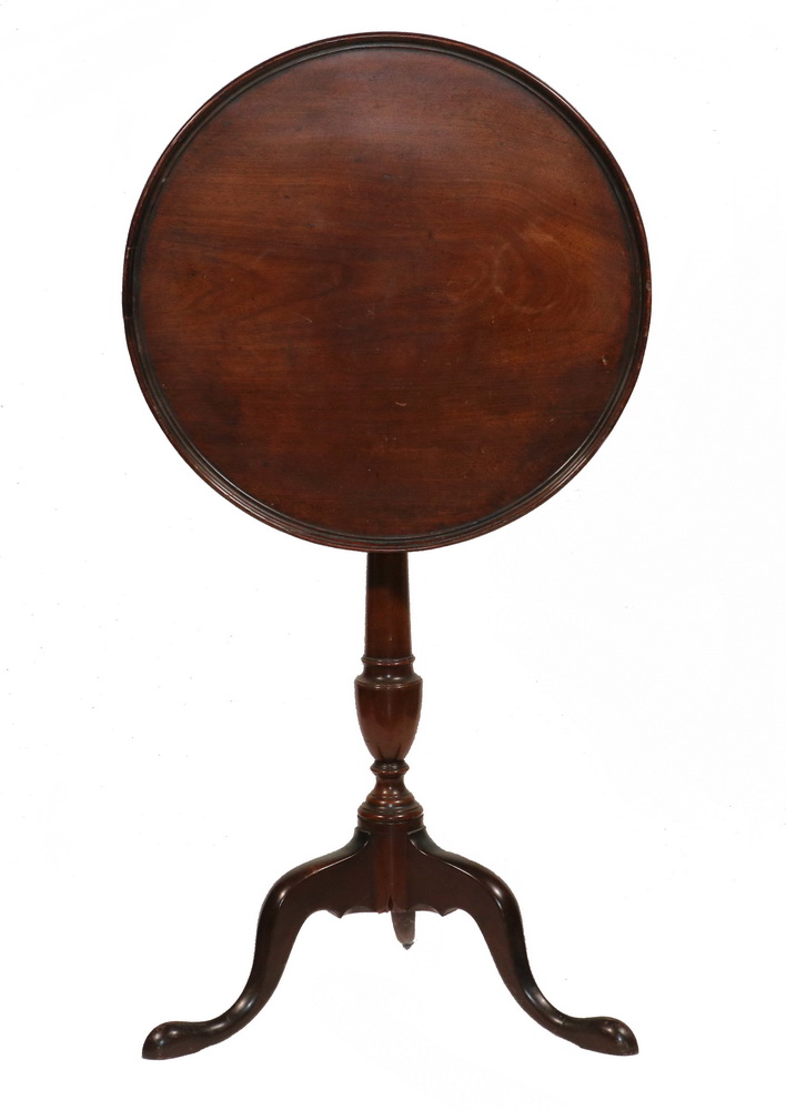 Appraisal: TILT TOP BIRDCAGE CANDLE STAND th c Mahogany Round Tilt