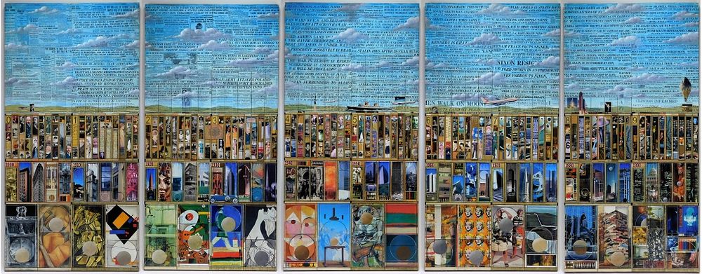 Appraisal: Roderick Slater Collage Mixed Media Painting United States - Rectilinear