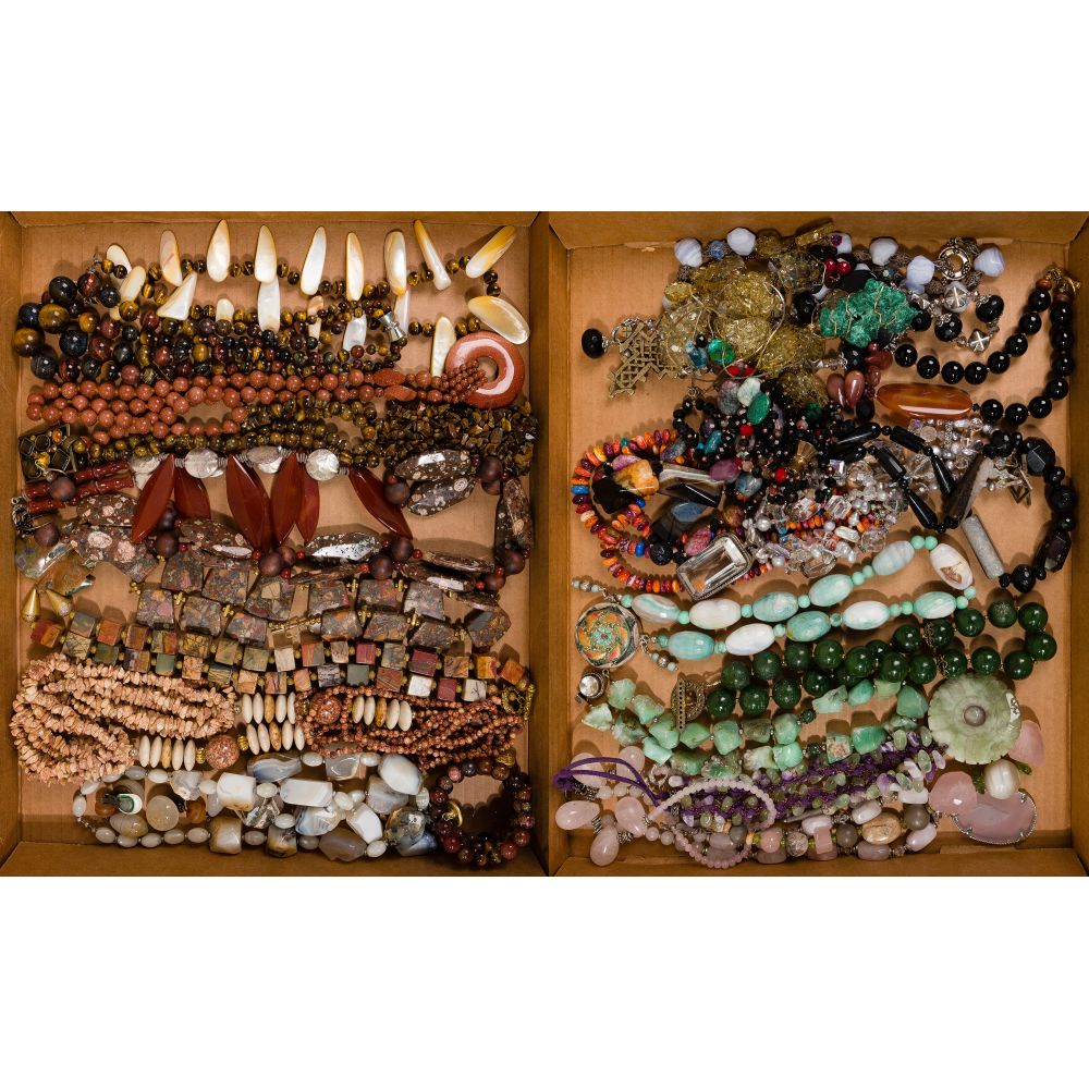 Appraisal: GEMSTONE JEWELRY ASSORTMENTApproximately pounds mostly necklaces consisting of stone beads