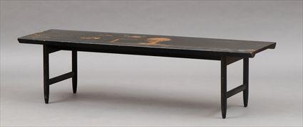 Appraisal: Mid- th-Century Black Painted Coffee Table x x in