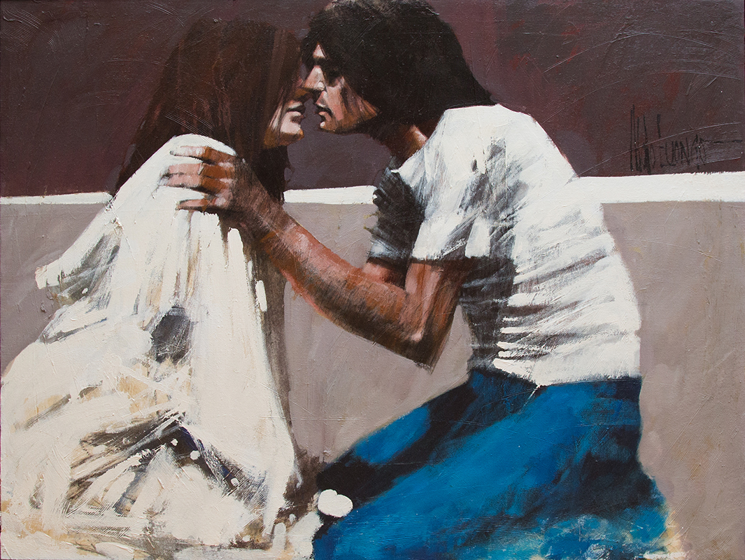 Appraisal: LUONGO Aldo Argentina - ''Lovers'' Oil Canvas '' x ''