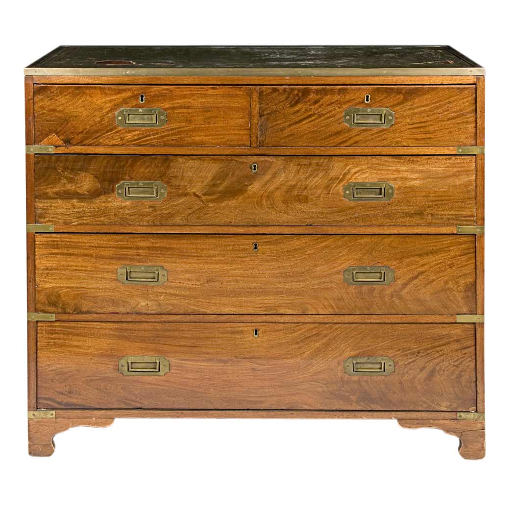 Appraisal: Georgian Style Mahogany Campaign Chest of Drawers th Century Height