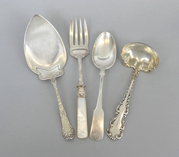 Appraisal: A Lot of Silver Serving Utensils Various Makers th Century