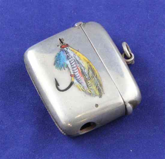 Appraisal: A late Victorian silver and enamelled vesta case with cheroot