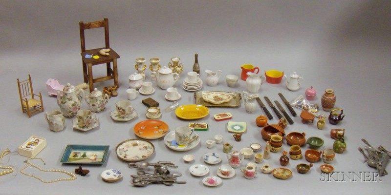 Appraisal: Miscellaneous Lot of Doll and Dollhouse Items china tableware several