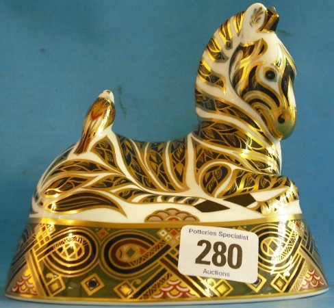 Appraisal: Royal Crown Derby Paperweights Zeebra boxed