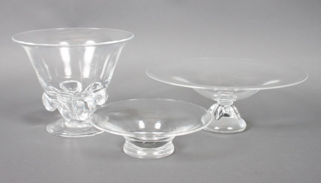 Appraisal: Steuben crystal footed bowl and two compotes footed bowl -