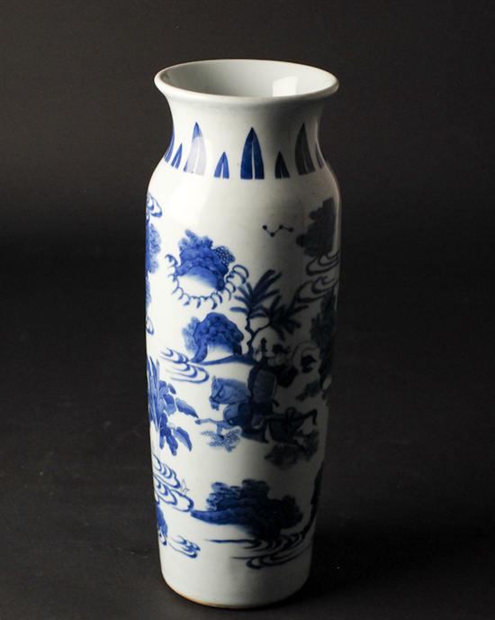 Appraisal: l th e th c Chinese Blue White Rouleau Vase