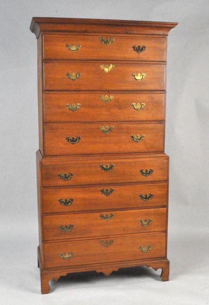 Appraisal: New England Chippendale Maple Chest On Chest high long deep