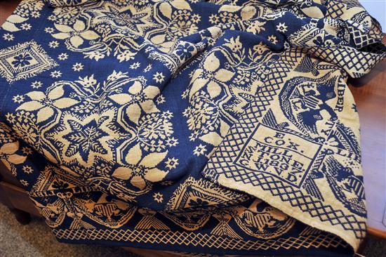 Appraisal: BLUE AND WHITE VAN DOREN JACQUARD COVERLET Garret William Van