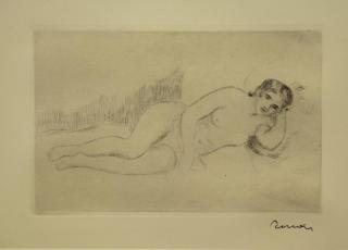 Appraisal: RENOIR Pierre August Etching Reclining Nude Stamp signed lower right