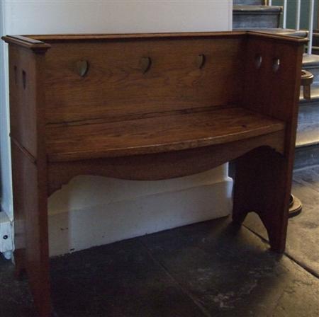 Appraisal: ARTS CRAFTS OAK HALL BENCH CIRCA the back with heart