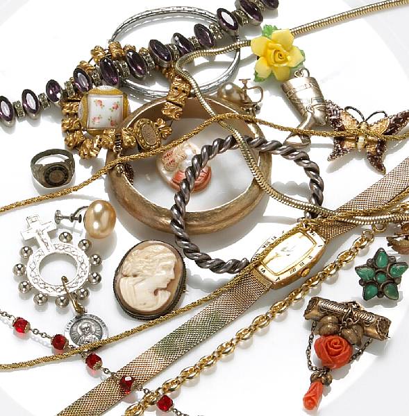 Appraisal: A collection of costume and silver jewelry