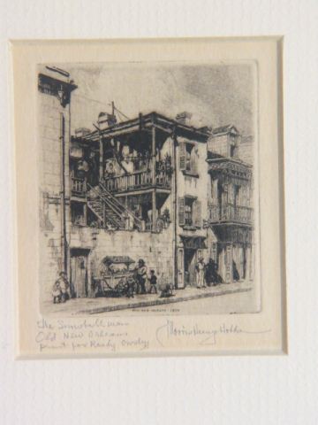 Appraisal: Morris Henry Hobbs etching The Snowball Man Old New Orleans