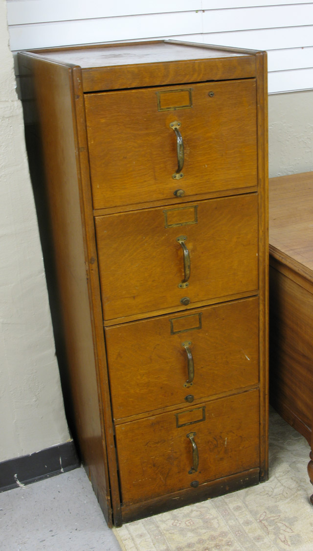 Appraisal: FOUR-DRAWER OAK FILE CABINET American early th century having a