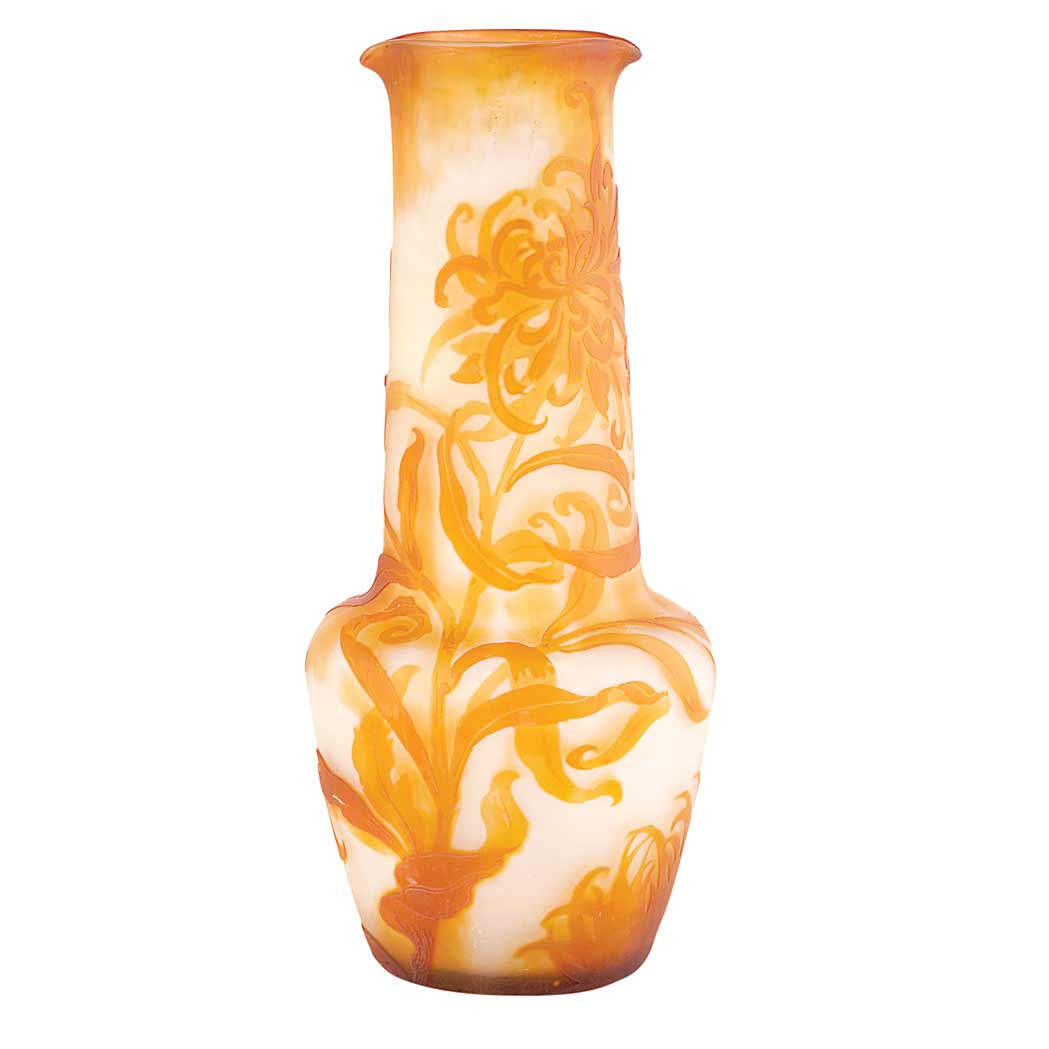 Appraisal: Galle Acid Etched Cameo Glass Vase Circa Of tapering globular