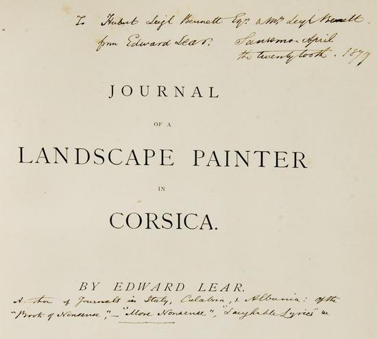 Appraisal: LEAR Edward - Journal of a Landscape Painter in Corsica