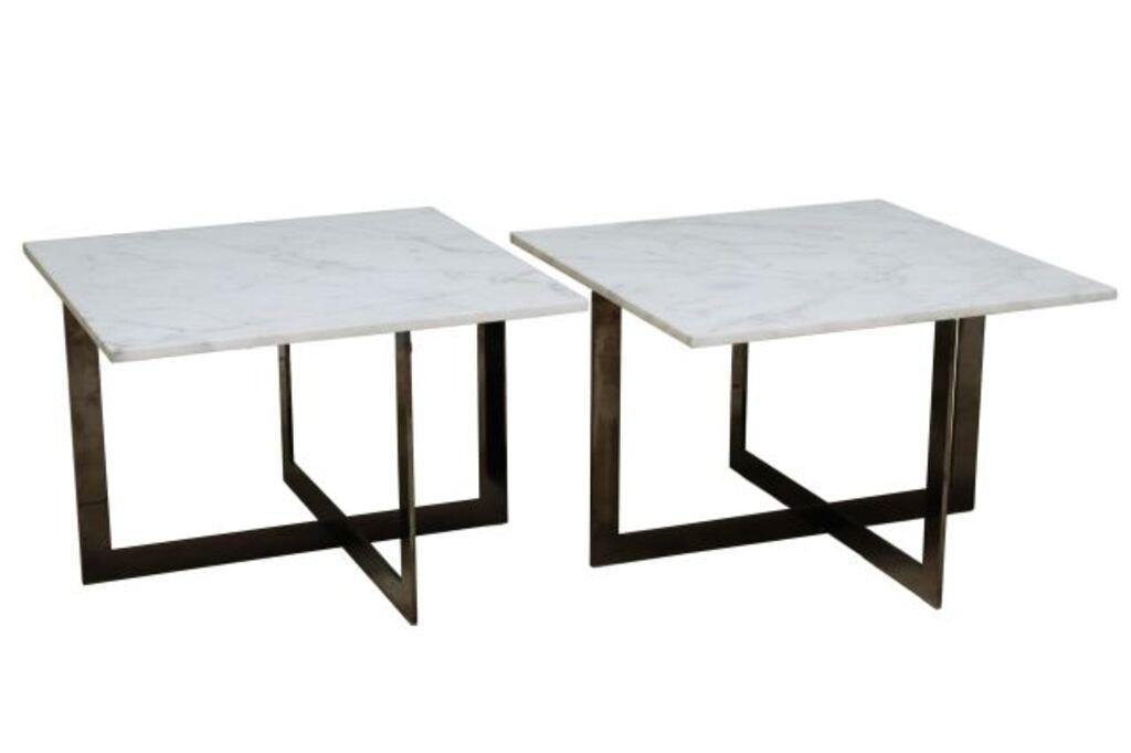 Appraisal: pair Contemporary marble-top side tables Molteni C Italy th c