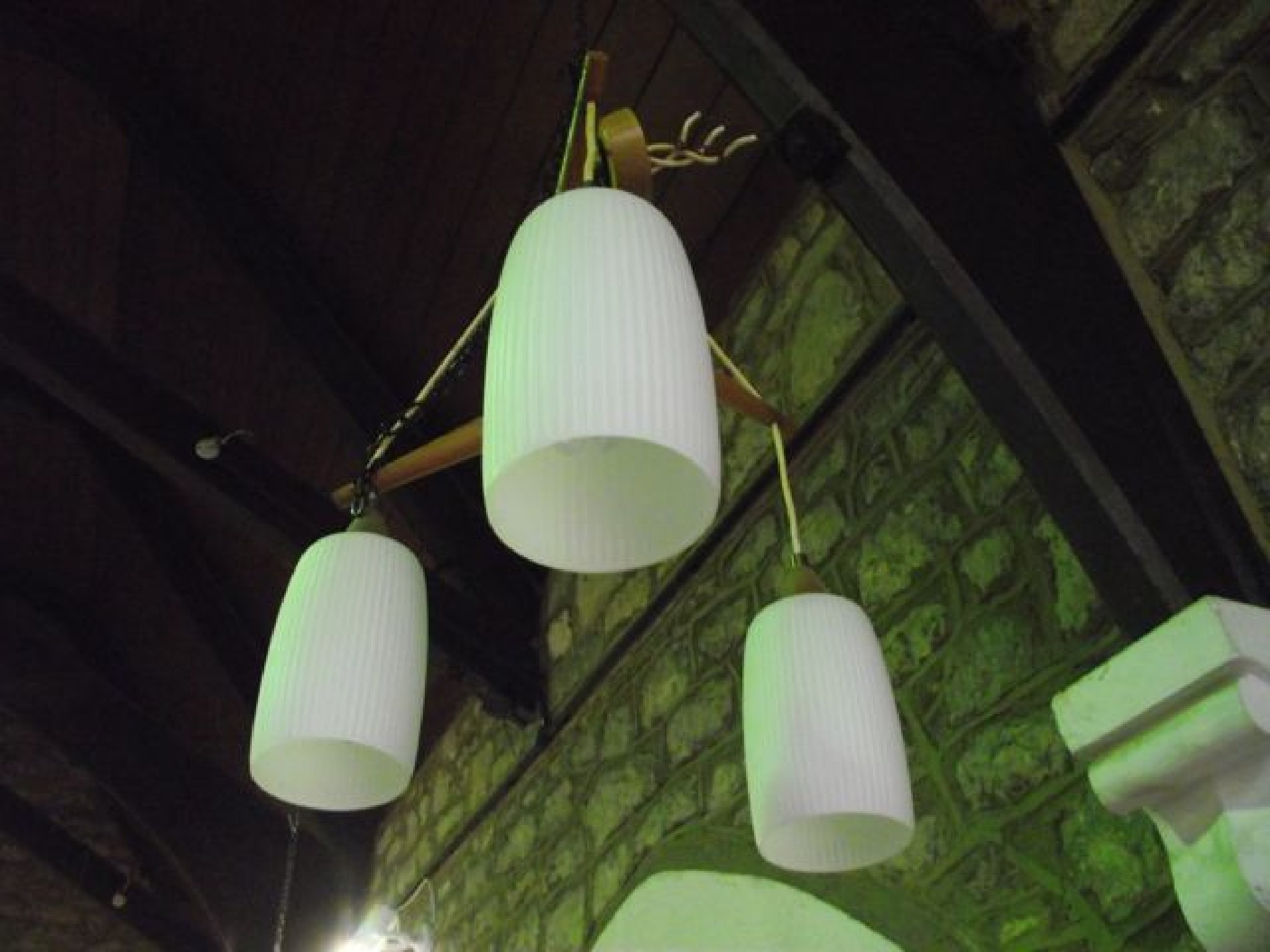 Appraisal: An unusual three branch ceiling light white cylindrical shades by