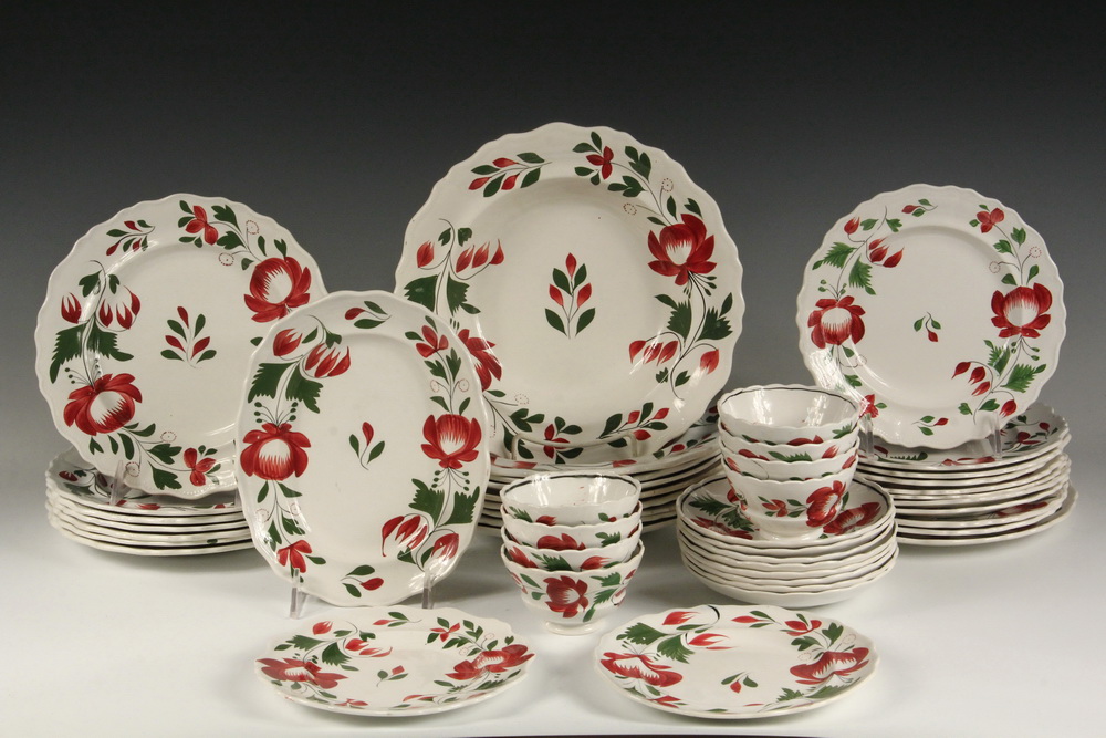 Appraisal: PC SET ENGLISH CREAMWARE - Late Adams Rose all with