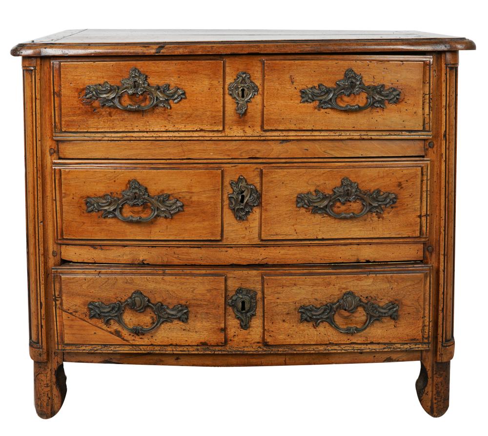 Appraisal: FRENCH PROVINCIAL WALNUT COMMODElate th early th century with three