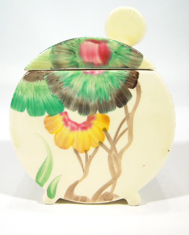 Appraisal: Clarice Cliff Bonjour shaped preserve pot and cover hand painted