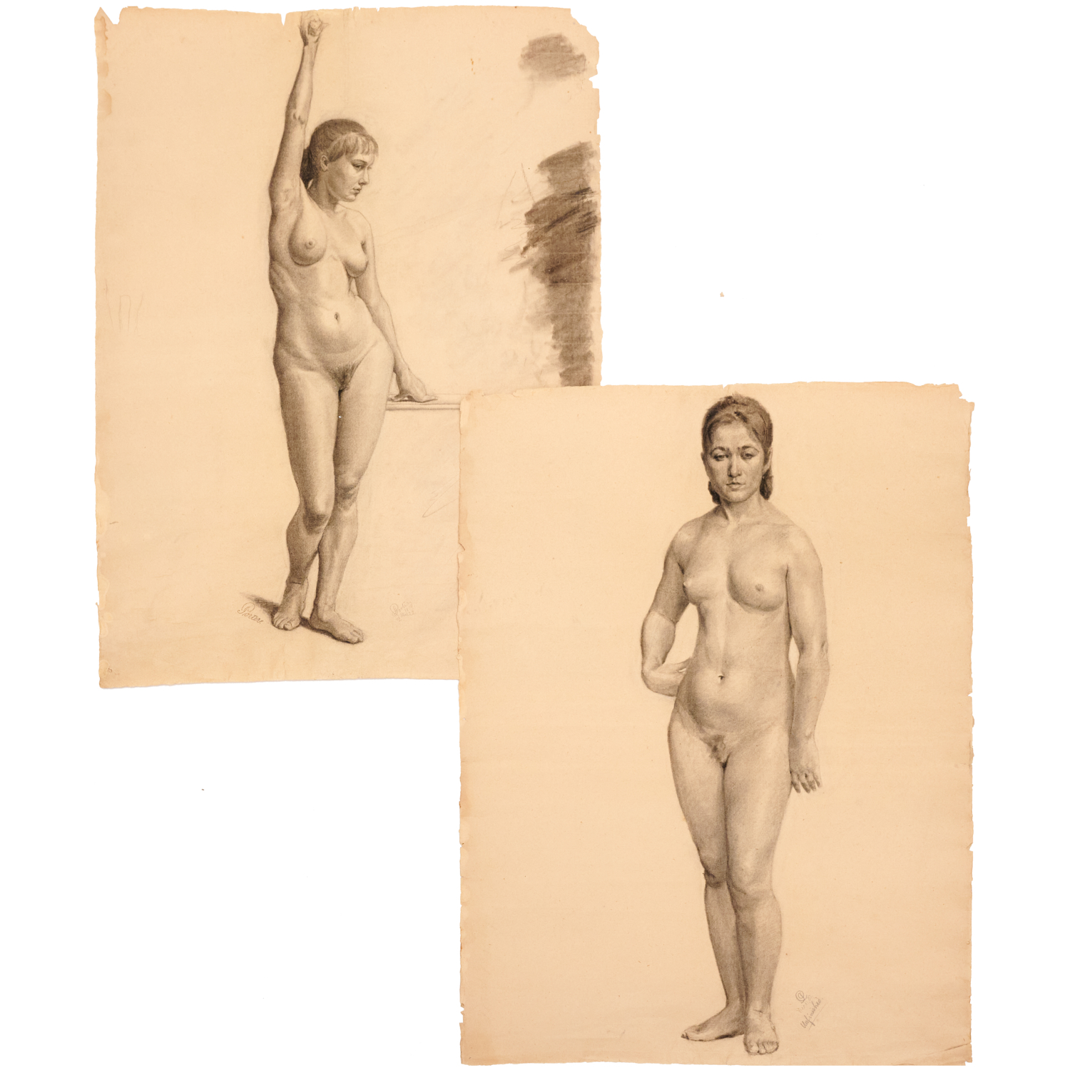 Appraisal: CHARLES ETHAN PORTER CHARCOAL DRAWINGS Charles Ethan Porter American -