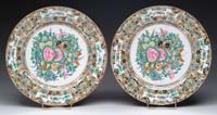 Appraisal: PAIR OF ROSE FAMILE PLATES The centers decorated with flowers