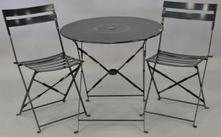 Appraisal: Small outdoor metal folding table and two chairs ht in