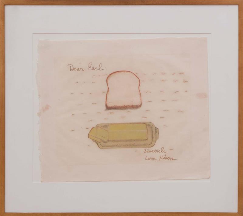 Appraisal: LARRY RIVERS - BREAD AND BUTTER Monotype on Japan inscribed