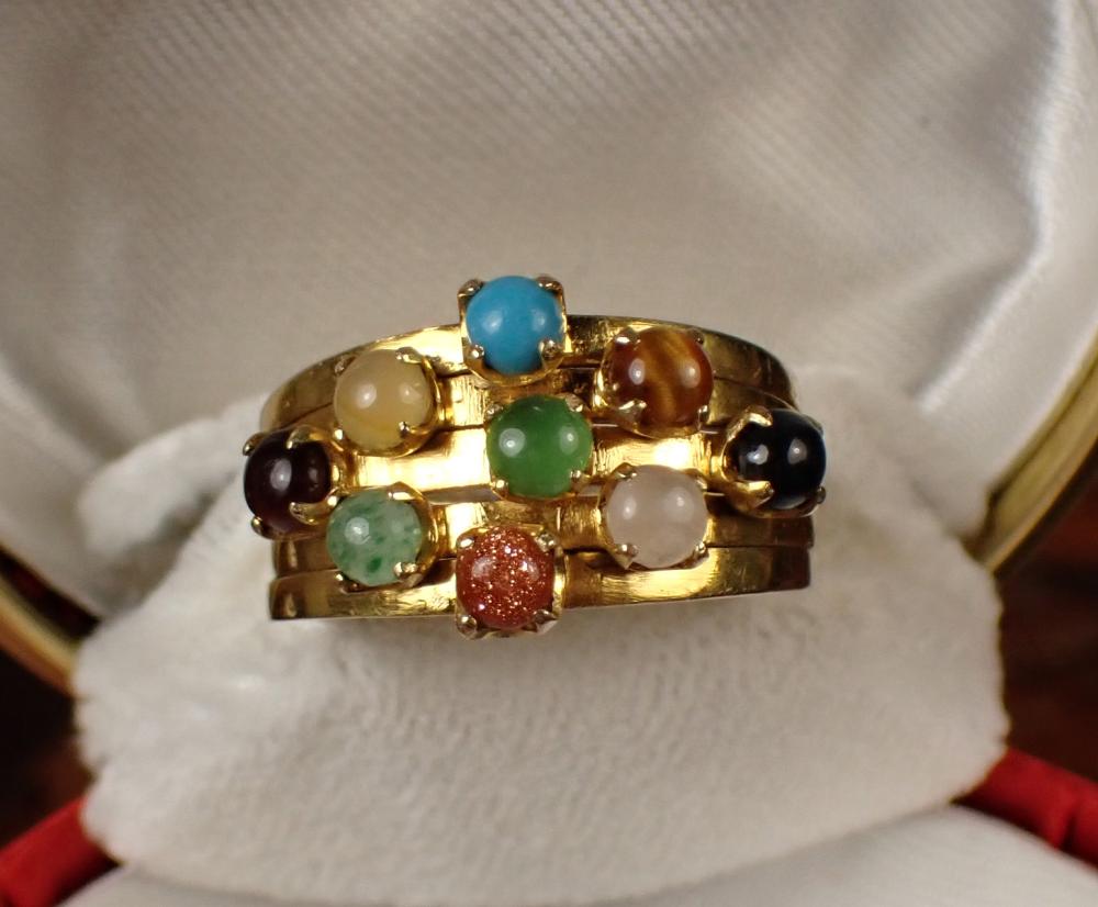 Appraisal: MULTI COLOR GEMSTONE AND FOURTEEN KARAT GOLD RING with five