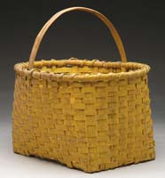 Appraisal: YELLOW PAINTED DEEP HANDLED BASKET Rectangular bottom with oval top