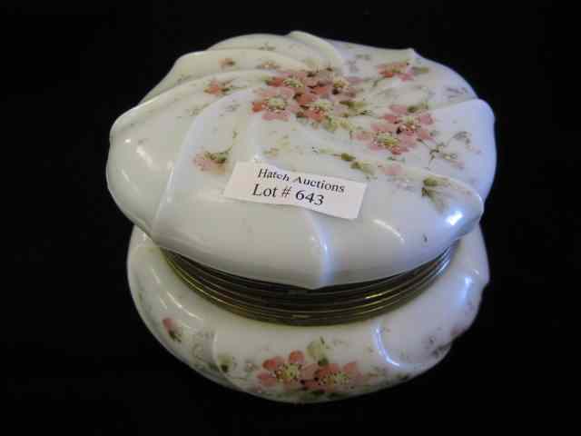 Appraisal: Wavecrest Art Glass Dresser Box floral decor '' diameter signed