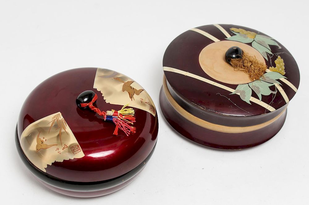 Appraisal: Art Deco Japanese Lacquer Trinket Boxes Art Deco Japanese s