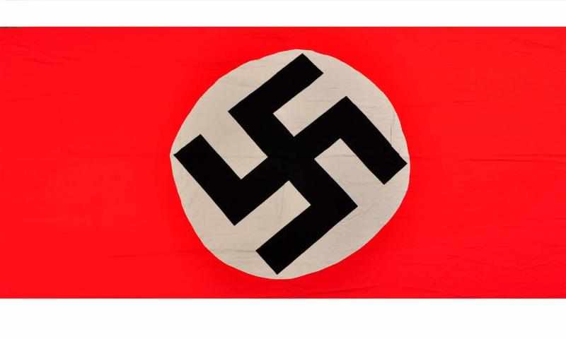 Appraisal: German Nazi Military Building Wall Banner Flag Top edge is