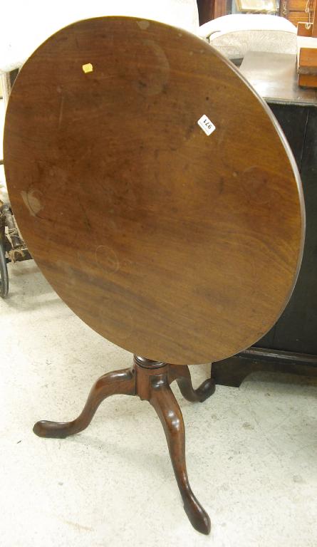 Appraisal: Early th century mahogany circular tripod table supported upon a