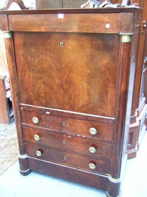 Appraisal: A French th century mahogany secretaire a abattant the projecting