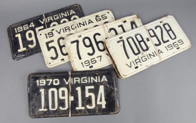 Appraisal: Matched Sets 's Virginia Auto License PlatesTwo-plate sets Including and