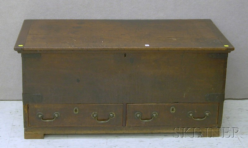 Appraisal: Iron-bound Walnut Dovetail-constructed Blanket Chest with Two Short Drawers