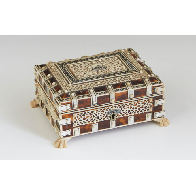 Appraisal: Diminutive Tortoise Shell and Bone Dresser Box th c the