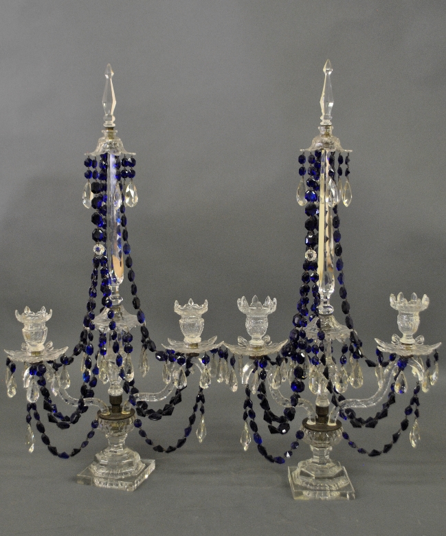 Appraisal: - Ornate pair of cut glass candelabras early th c